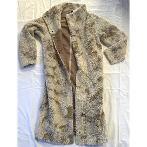 Lululemon 4 Lab Long Textured Fleece Coat Dye Beige Snap Button